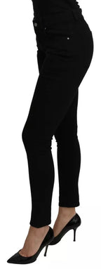 Dolce &amp; Gabbana Black Mid Waist Slim Denim Cotton Stretch Jeans