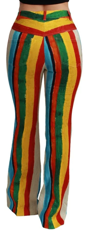 Dolce &amp; Gabbana Multicolor Flared Stripe Painterly Pants