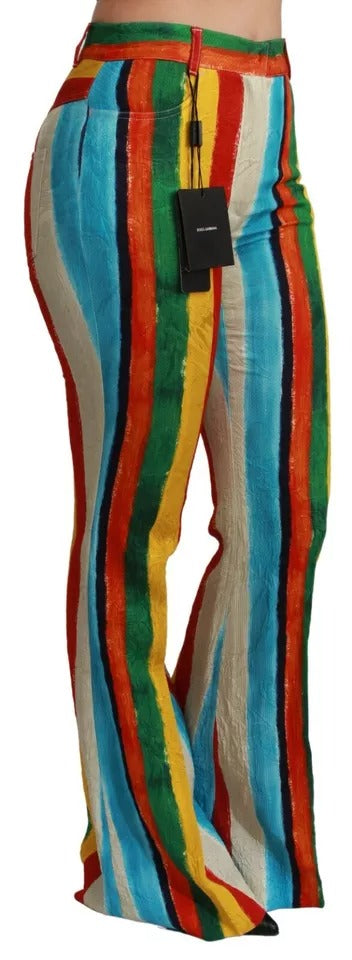 Dolce &amp; Gabbana Multicolor Flared Stripe Painterly Pants
