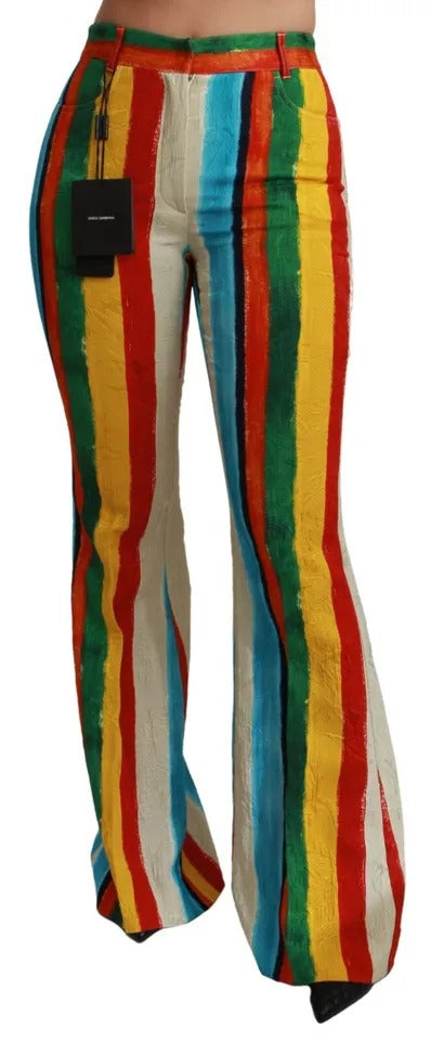 Dolce &amp; Gabbana Multicolor Flared Stripe Painterly Pants