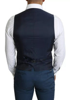 Dolce &amp; Gabbana Navy Blue Men Formal Dress Waistcoat Vest