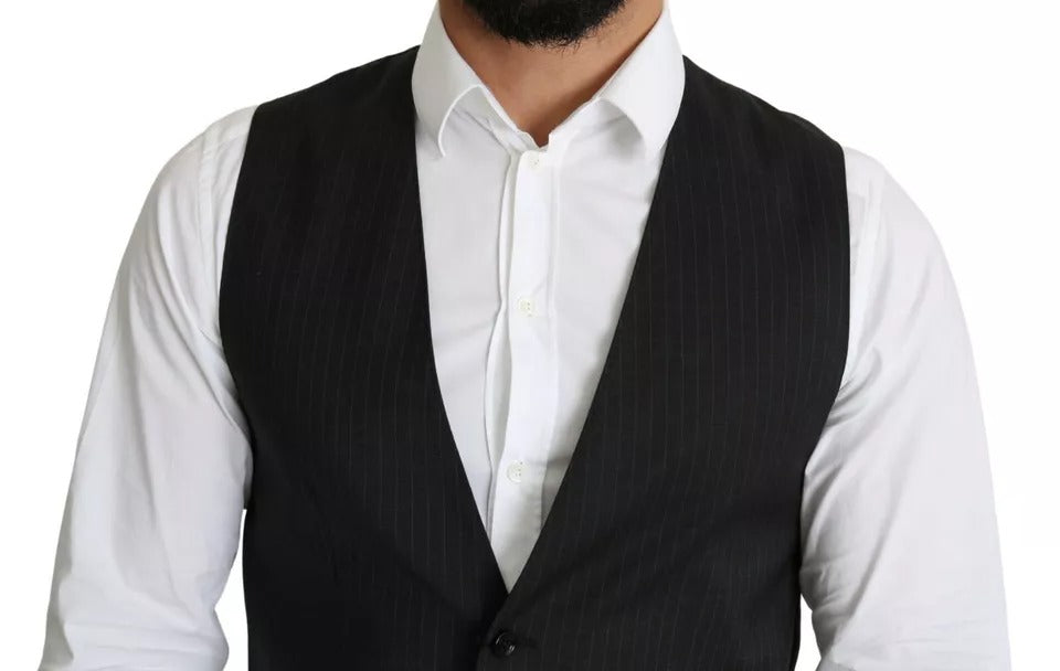Dolce &amp; Gabbana Black Men Formal STAFF Dress Waistcoat Vest