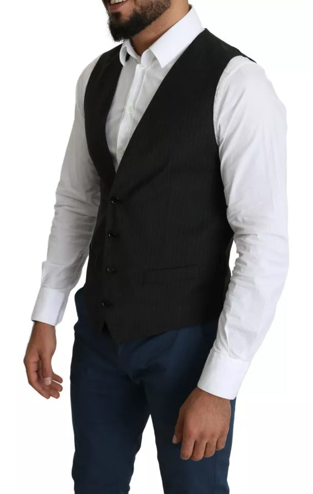 Dolce &amp; Gabbana Black Men Formal STAFF Dress Waistcoat Vest