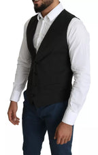 Dolce &amp; Gabbana Black Men Formal STAFF Dress Waistcoat Vest