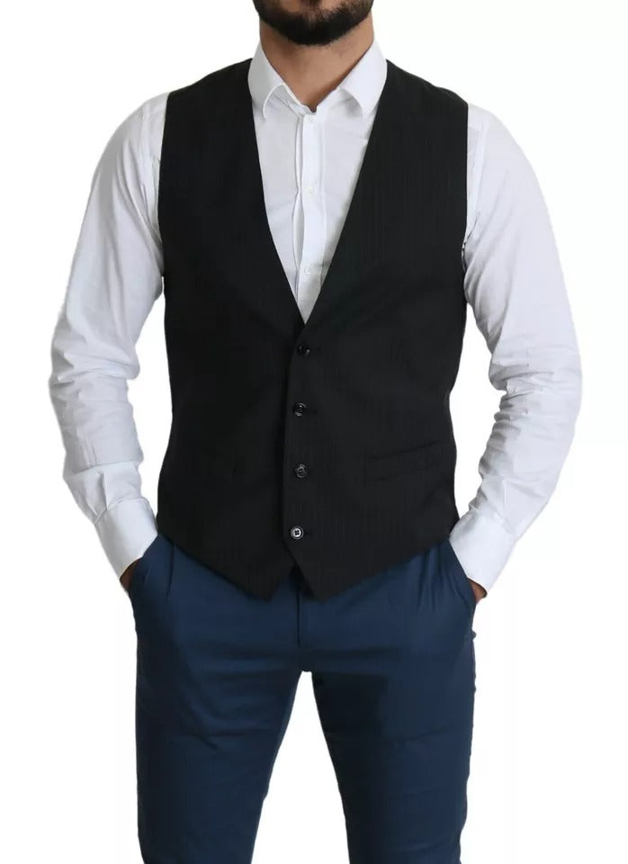 Dolce &amp; Gabbana Black Men Formal STAFF Dress Waistcoat Vest