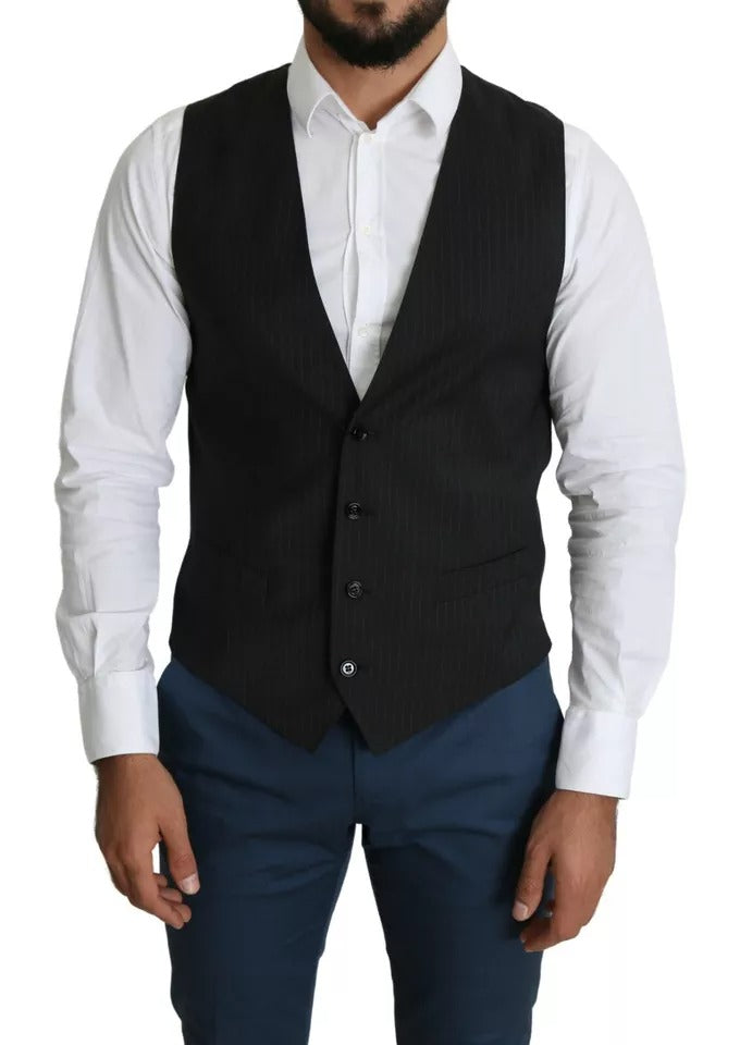 Dolce &amp; Gabbana Black Men Formal STAFF Dress Waistcoat Vest