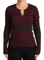 Dolce &amp; Gabbana Black Red Striped Womens Cardigan Sweater