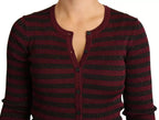 Dolce &amp; Gabbana Black Red Striped Womens Cardigan Sweater