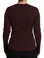 Dolce &amp; Gabbana Black Red Striped Womens Cardigan Sweater