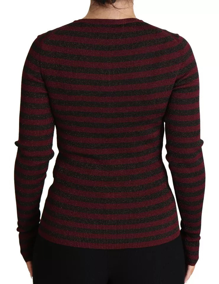 Dolce &amp; Gabbana Black Red Striped Womens Cardigan Sweater
