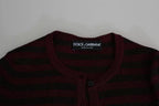 Dolce &amp; Gabbana Black Red Striped Womens Cardigan Sweater