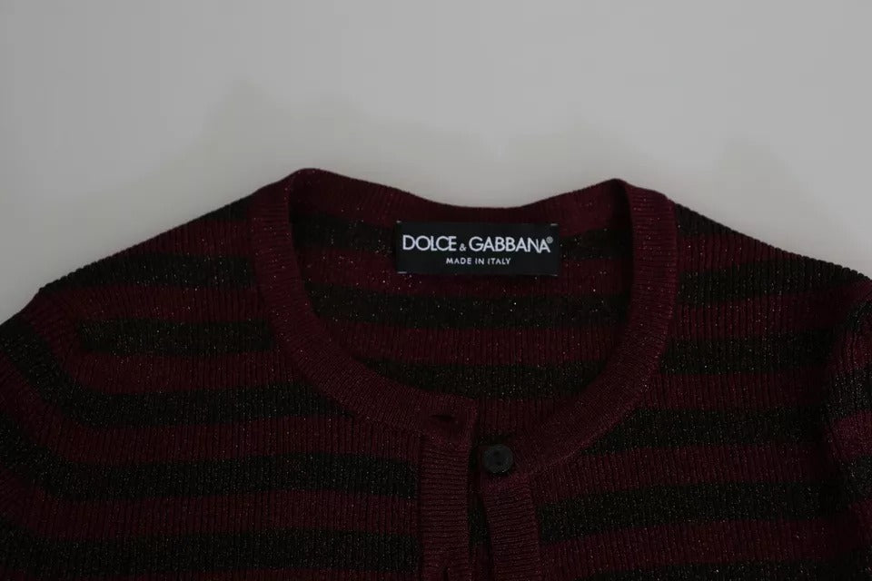 Dolce &amp; Gabbana Black Red Striped Womens Cardigan Sweater