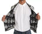 Dolce &amp; Gabbana White Black Pineapple Bomber Coat Jacket