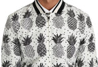 Dolce &amp; Gabbana White Black Pineapple Bomber Coat Jacket