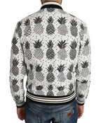 Dolce &amp; Gabbana White Black Pineapple Bomber Coat Jacket
