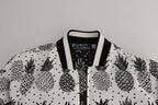 Dolce &amp; Gabbana White Black Pineapple Bomber Coat Jacket