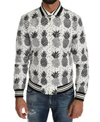 Dolce &amp; Gabbana White Black Pineapple Bomber Coat Jacket