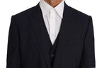 Dolce &amp; Gabbana Blue Wool MARTINI Blazer Vest 2 Piece