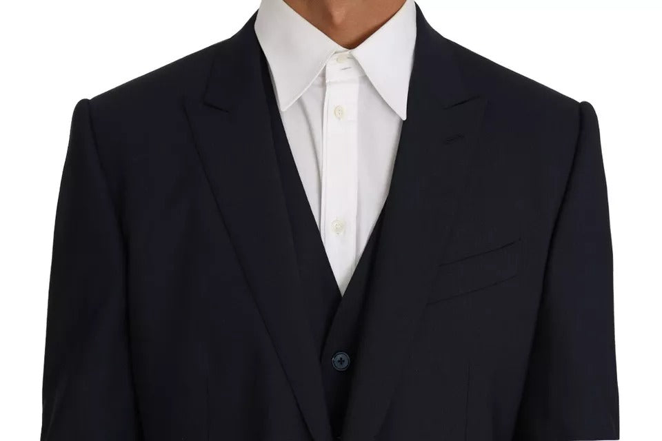Dolce &amp; Gabbana Blue Wool MARTINI Blazer Vest 2 Piece