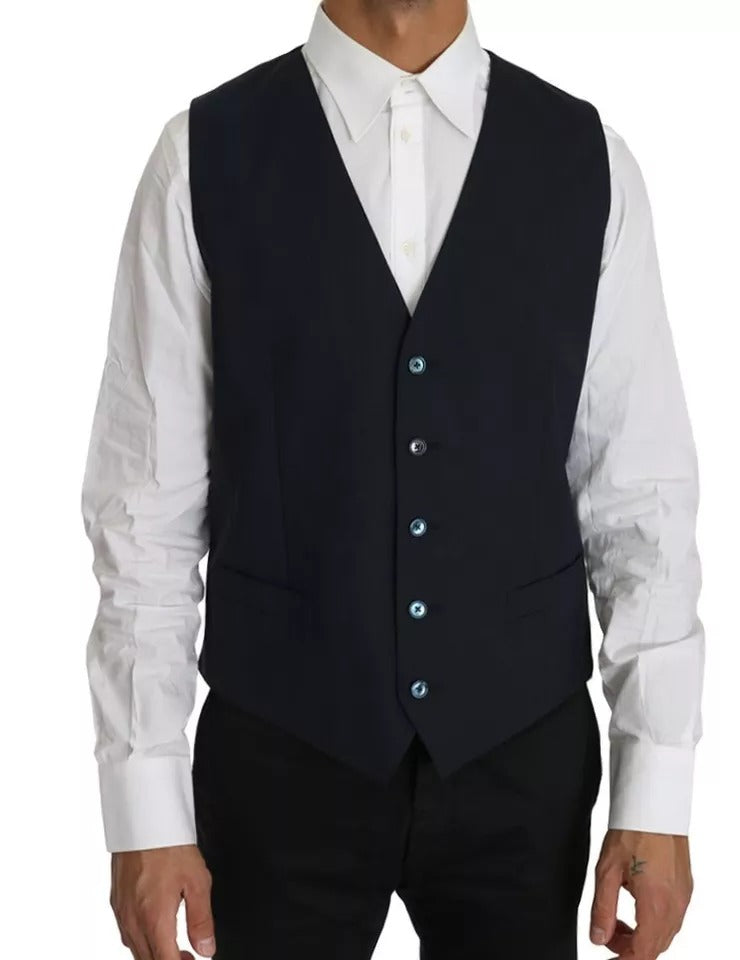 Dolce &amp; Gabbana Blue Wool MARTINI Blazer Vest 2 Piece
