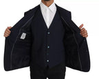 Dolce &amp; Gabbana Blue Wool MARTINI Blazer Vest 2 Piece