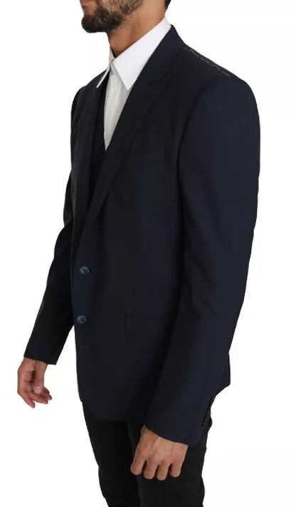 Dolce &amp; Gabbana Blue Wool MARTINI Blazer Vest 2 Piece