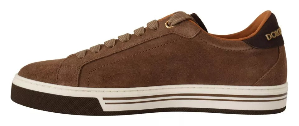 Dolce &amp; Gabbana Brown Suede Logo Low Top Sneakers Men Shoes