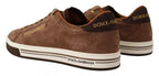 Dolce &amp; Gabbana Brown Suede Logo Low Top Sneakers Men Shoes