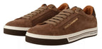 Dolce &amp; Gabbana Brown Suede Logo Low Top Sneakers Men Shoes