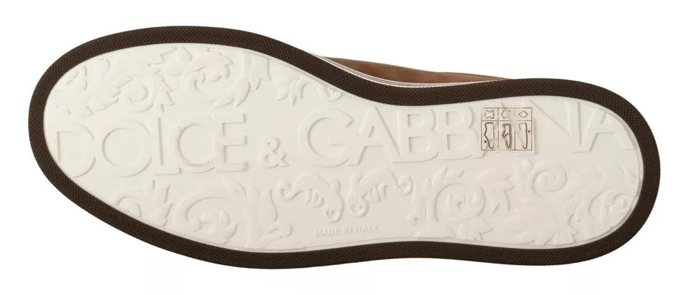 Dolce &amp; Gabbana Brown Suede Logo Low Top Sneakers Men Shoes