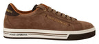 Dolce &amp; Gabbana Brown Suede Logo Low Top Sneakers Men Shoes