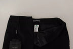 Dolce &amp; Gabbana Black White Stripes Wool Tapered Pants