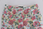 Dolce &amp; Gabbana White Pink Floral Brocade Pants
