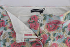 Dolce &amp; Gabbana White Pink Floral Brocade Pants