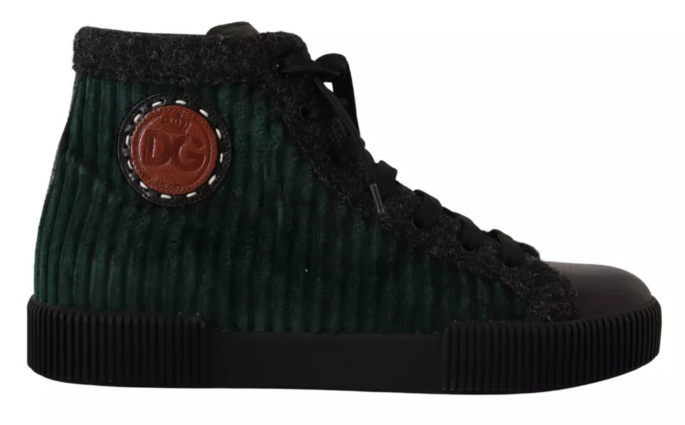 Dolce &amp; Gabbana Green Corduroy High Tops Sneakers Mens Casual Shoes