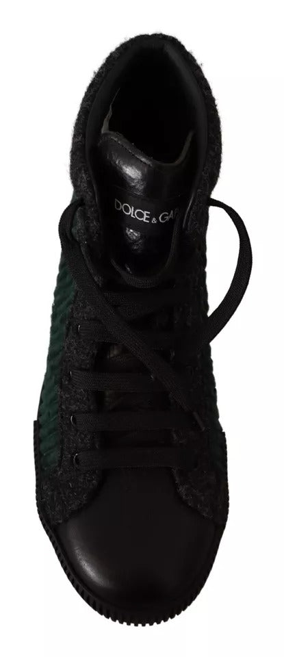 Dolce &amp; Gabbana Green Corduroy High Tops Sneakers Mens Casual Shoes