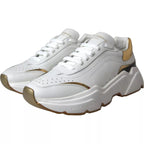 Dolce &amp; Gabbana White Gold DAYMASTER Leather Sneakers Men Shoes