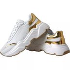 Dolce &amp; Gabbana White Gold DAYMASTER Leather Sneakers Men Shoes