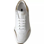 Dolce &amp; Gabbana White Gold DAYMASTER Leather Sneakers Men Shoes
