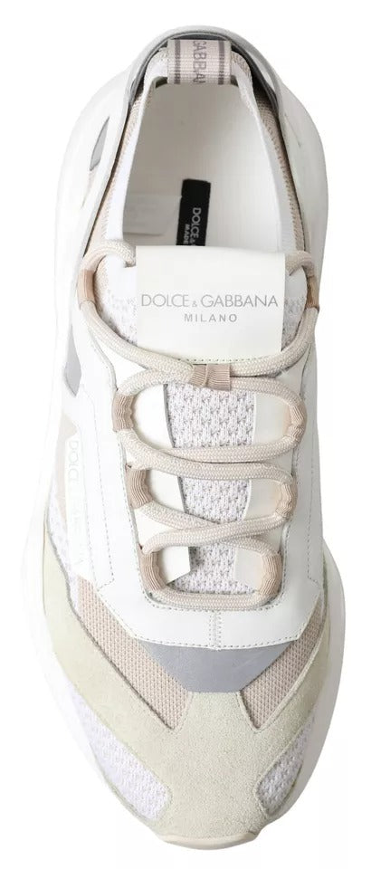 Dolce &amp; Gabbana White Beige Leather Sport DAYMASTER Shoes Sneakers