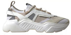 Dolce &amp; Gabbana White Beige Leather Sport DAYMASTER Shoes Sneakers