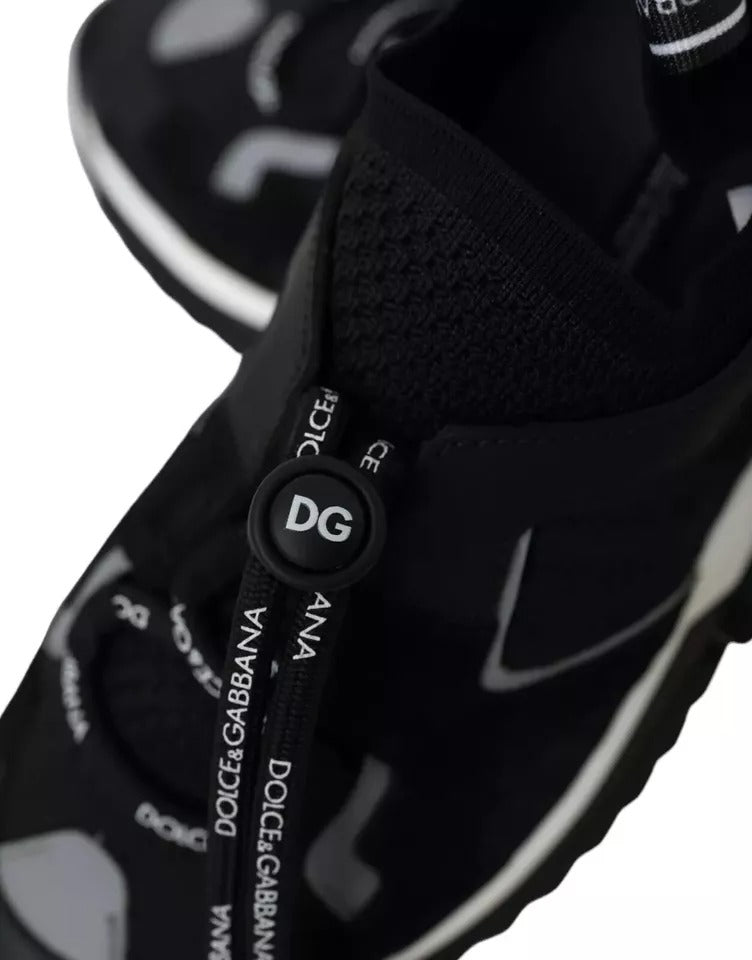 Dolce &amp; Gabbana Black White Logo Sorrento Mens Sneakers Shoes