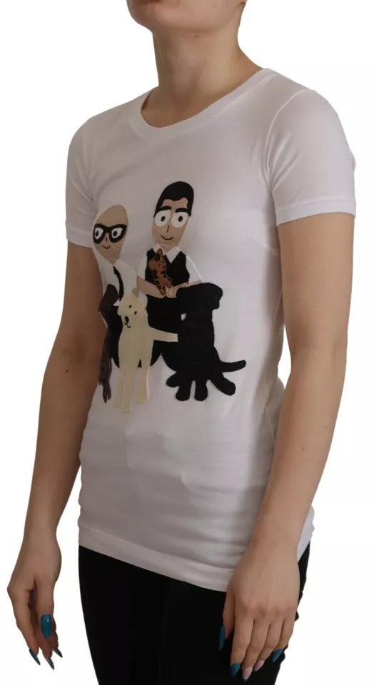 Dolce &amp; Gabbana White #DGFamily Patch Top Cotton T-shirt