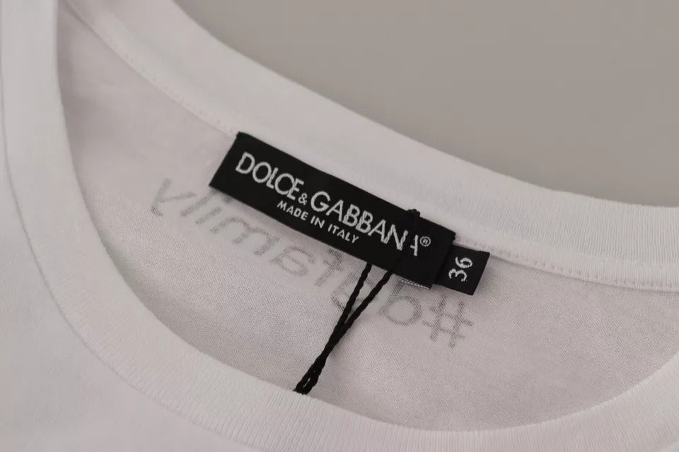 Dolce &amp; Gabbana White #DGFamily Patch Top Cotton T-shirt