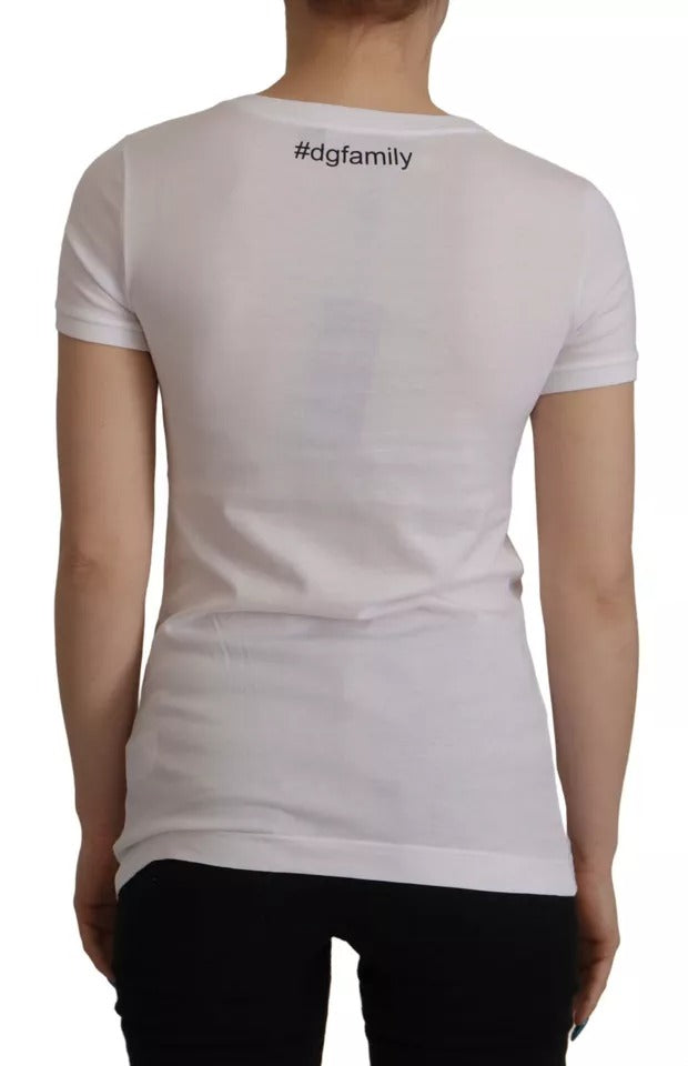 Dolce &amp; Gabbana White #DGFamily Patch Top Cotton T-shirt