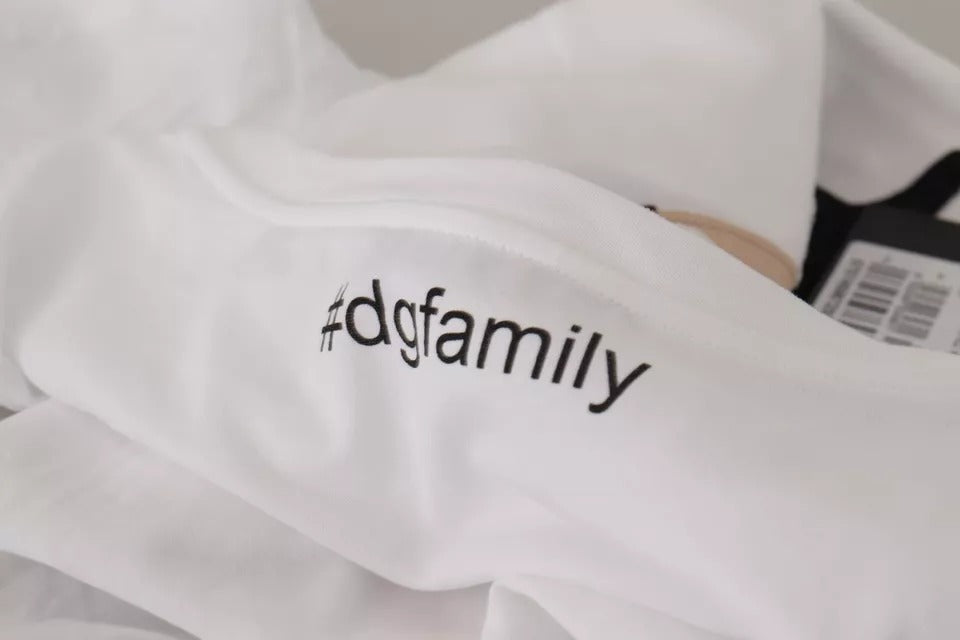 Dolce &amp; Gabbana White #DGFamily Patch Top Cotton T-shirt