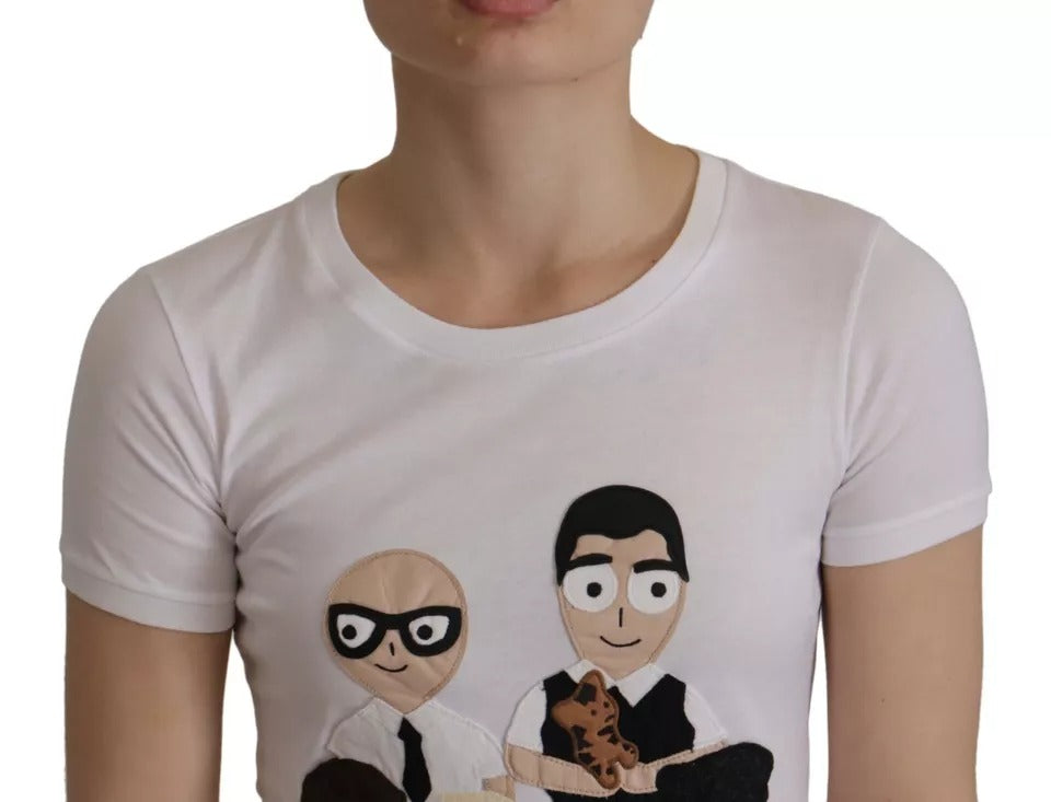 Dolce &amp; Gabbana White #DGFamily Patch Top Cotton T-shirt