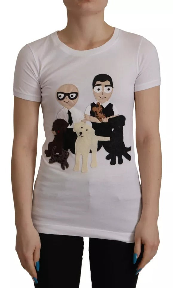 Dolce &amp; Gabbana White #DGFamily Patch Top Cotton T-shirt