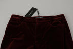 Dolce &amp; Gabbana Bordeaux Velvet Stretch Slim Fit Pants