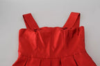 Dolce &amp; Gabbana Red A-line Pleated Midi Satin Silk Dress